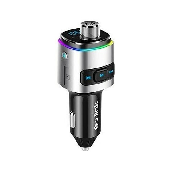 S-link SL-BT225 Rainbow Bluetooth V5 Çift Usb QC3.-03.6V-12V/3A Fm Transmitter