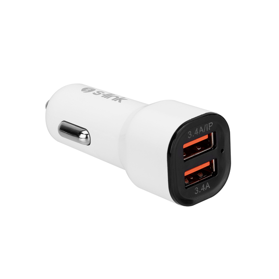 S-link SL-EC30L iPhone Lightning Kablolu 3.4A 2 USB Beyaz Araç Şarj Cihazı