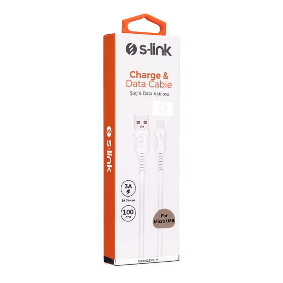 S-LINK SL-X241 2.4A MICRO USB GUVENLI HIZLI DATA + SARJ KABLOSU