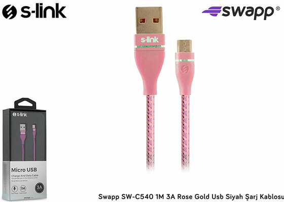 S-LINK SWAPP SW-C540 1M 3A MICRO USB ROSE GOLD SARJ KABLOSU