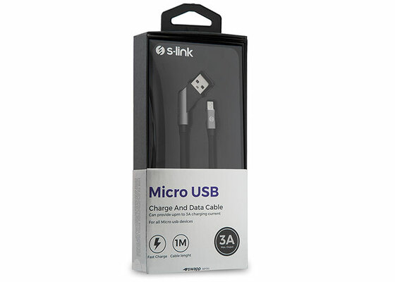 S-LINK SWAPP SW-C570 1M 3A MICRO USB CAPRAZ UCLU KIRMIZI/GRI SARJ KABLOSU