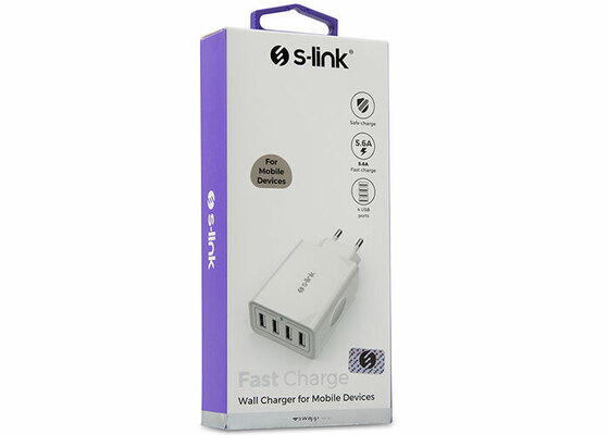 S-link Swapp SW-C8 5V 5.6A 4*USB Smart Port 2.4A Ev Şarj Adaptör