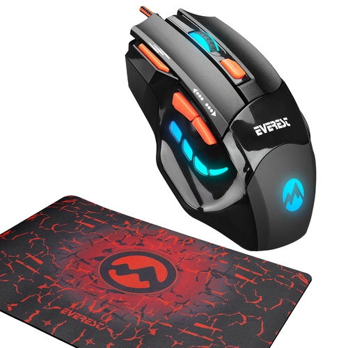 Everest SGM-X7 Usb Siyah 2in1 7200dpi Makrolu Oyuncu Mouse +Gaming Mouse Pad