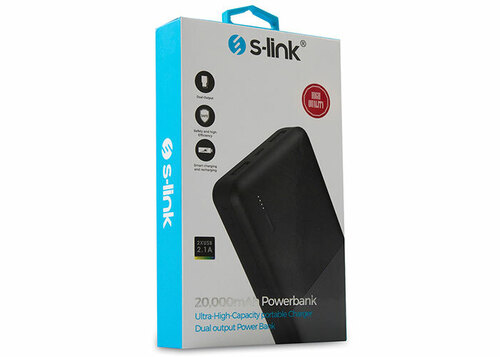 S-LINK IP-G20 20000MAH POWERBANK 2 USB PORT SIYAH TASINABILIR PIL SARJ CIHAZI