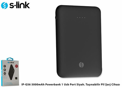 S-LINK IP-G56 5000MAH POWERBANK 2 USB PORT SİYAH. TASINABILIR PIL SARJ CIHAZI