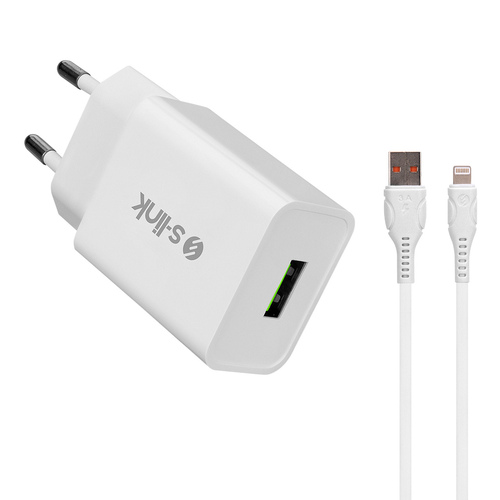 S-LINK SL-EC10L 1100MA EV SARJ + 2A LIGHTNING USB KABLOLU BEYAZ SARJ ADAPTOR SETI