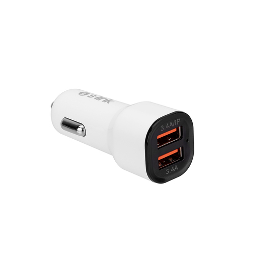 S-link SL-EC30T Type-C Kablolu 3.4A 2 USB Beyaz Araç Şarj Cihazı