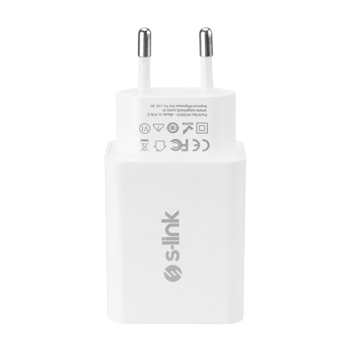 S-link SL-EC60 20W PD3.0/Quick Charge QC3.0 Type USB-C +USB A Hızlı Beyaz Ev Şarj Adaptör