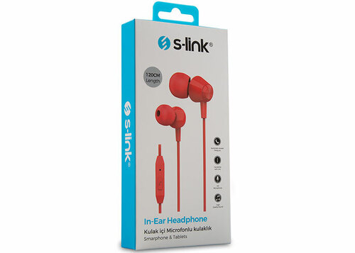 S-link SL-KU160 Mobil Telefon Uyumlu Kırmızı Kulak İçi Mikrofonlu Kulaklık