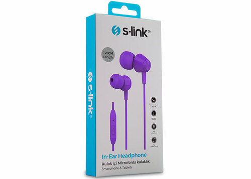 S-link SL-KU160 Mobil Telefon Uyumlu Mor Kulak İçi Mikrofonlu Kulaklık