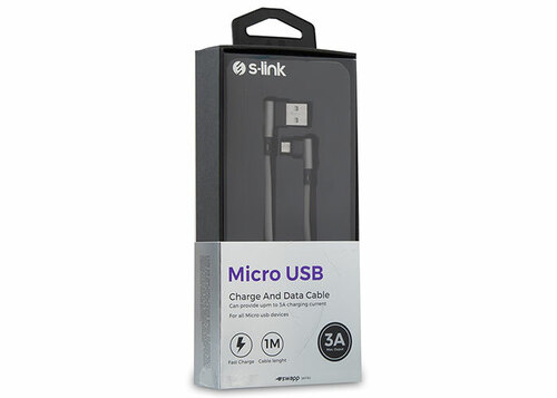 S-LINK SWAPP SW-C555 1M 3A MICRO GRI KILIFLI METAL -L- KABLO