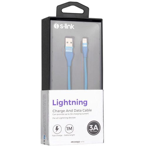 S-LINK SWAPP SW-C640 1M 3A IPHONE LIGHTNING LACIVERT SARJ KABLOSU