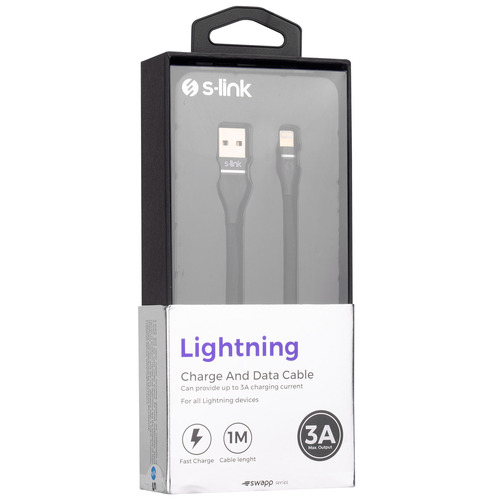 S-LINK SWAPP SW-C640 1M 3A IPHONE LIGHTNING SIYAH SARJ KABLOSU