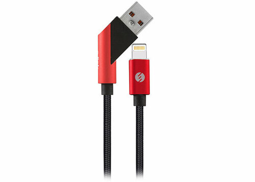 S-LINK SWAPP SW-C670 1M 3A IPHONE LIGHTNING CAPRAZ UCLU SIYAH/KIRMIZI SARJ KABLOSU