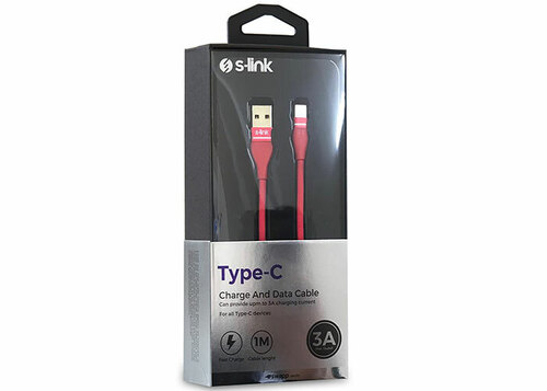 S-LINK SWAPP SW-C740 1M 3A TYPE-C KIRMIZI SARJ KABLOSU